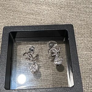 Chic Silver Crystal Drop Earrings